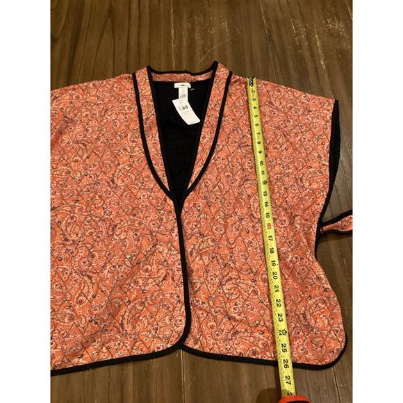 j. Jill Belted Quilted Ruana Sunset Paisley Front Tie Vest Jacket S-L one size - Picture 6 of 6